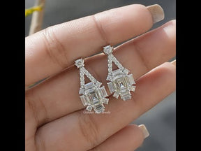 [YouTube Video Of Asscher Cut Moissanite Dangle Earrings]