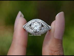 Vidio view of OEC Moissanite diamond engagement ring  