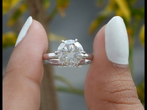 Round Cut Moissanite Solitaire Engagement Ring