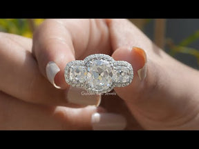 YouTube Video Of Moissanite Old Mine Cushion Cut Ring