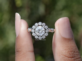 You tube Video of Old European Cut Round Moissanite Halo Ring