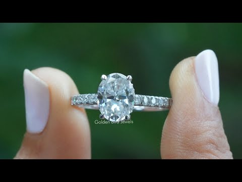 Oval Cut Moissanite Hidden Halo Ring