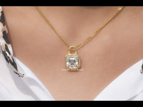 [YouTube Video Of Asscher Cut Moissanite Pendant]-[Golden Bird Jewels]