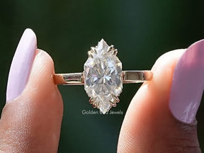 Dutch Marquise Cut Hidden Halo Moissanite Ring