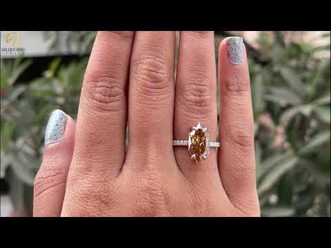 Dutch Marquise Cut Moissanite Solitaire Accent Ring