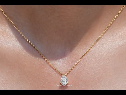 [YouTube Video Of Pear Cut Diamond Solitaire Pendant]-[Golden Bird Jewels]