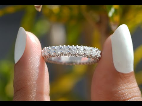 Moissanit-Eternity-Ring im Rundschliff und Pavéfassung