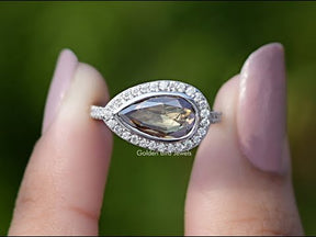 YouTube Video Of  Rose Cut Pear Moissanite Halo Ring