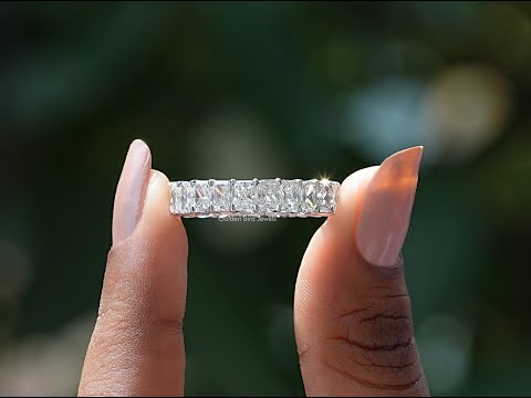 [YouTube Video Of Radiant Cut Lab Grown Eternity Wedding Band]-[Golden Bird Jewels]