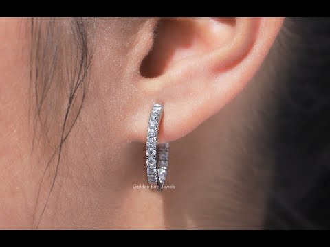 Unique Round Cut Moissanite Huggies Earrings