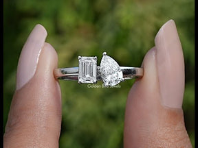 YouTube Video Of Emerald And Pear Cut Lab Diamond Toi Et Moi Ring