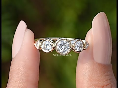 Round Cut Lab Diamond Five Stone Bezel Set Ring