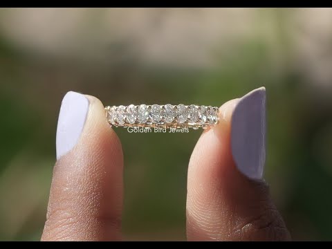 [YouTube Video Of Oval Cut Lab Grown Diamond Eternity Wedding Band]-[Golden Bird Jewels]