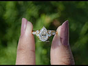 Pear Shaped Moissanite Accent Engagement Ring