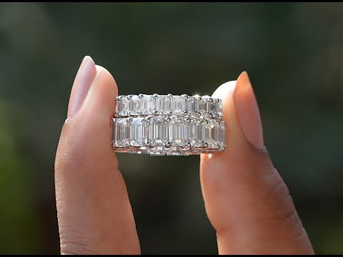 Emerald Cut Moissanite Full Eternity Band