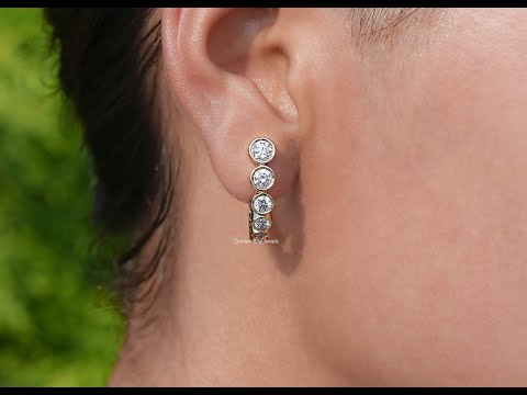 Round Graduated Lab Diamond C Hoop Earrings