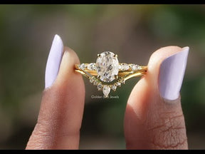 YouTube Video Of Oval Cut Moissanite Accent Stone Ring Set