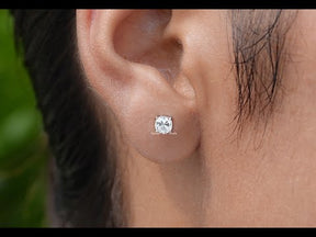 Old Mine Cushion Cut Moissanite Stud Earrings