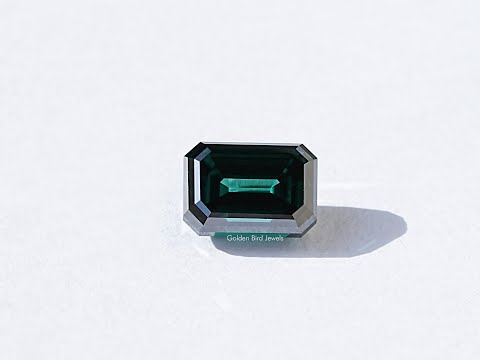Dark Green Old Mine Emerald Cut Loose Moissanite