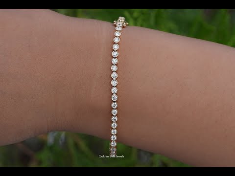 [YouTube Video Of Round Cut Bezel Set Tennis Bracelet]-[Golden Bird Jewels]