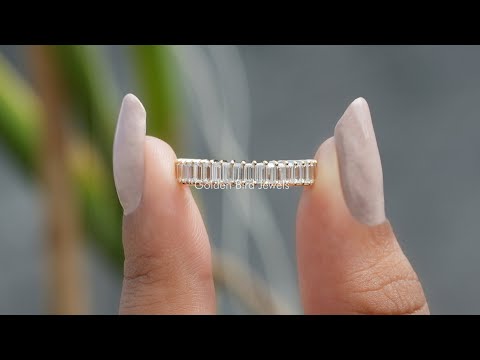 [YouTube Video Of Baguette Cut Moissanite Half Eternity Band]-[Golden Bird Jewels]