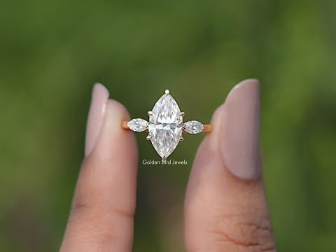 Marquise Cut Moissanite Three Stone Ring