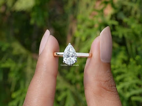 Pear Cut Lab Diamond Solitaire Ring