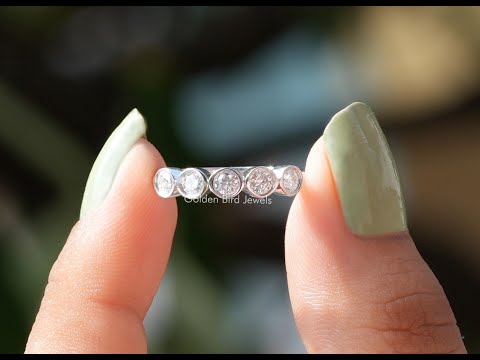 [YouTube Video Of Five Stone Round Cut Moissanite Band]-[Golden Bird Jewels]