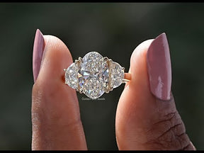 [YouTube Video Of Oval And Half Moon Diamond Engagement Ring]-[Golden Bird Jewels]