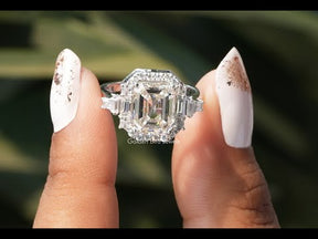 You Tube Video Of Asscher Cut Moissanite Halo Engagement Ring