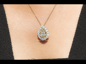 [YouTube Video Of Pear Cut Moissanite Halo Pendant]-[Golden Bird Jewels]