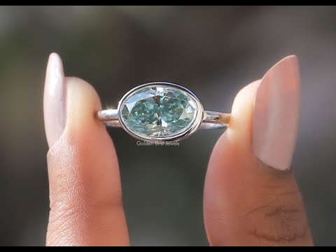 [YouTube Video Of Moissanite East West Oval Cut Solitaire Engagement Ring]-[Golden Bird Jewels]