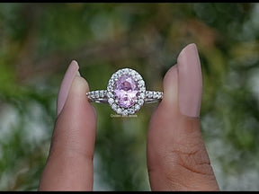 [Pink Tourmaline Oval Cut Accent Stone Ring]-[Golden Bird Jewels]