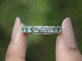 Green Round Cut Moissanite Eternity Band