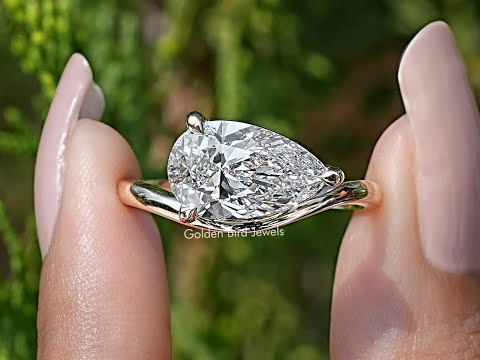 You tube Video of Pear Lab Diamond Curved Solitaire Ring
