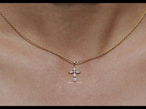 Marquise Cut Lab Diamond Cross Pendant