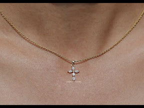 Marquise Cut Lab Diamond Cross Pendant