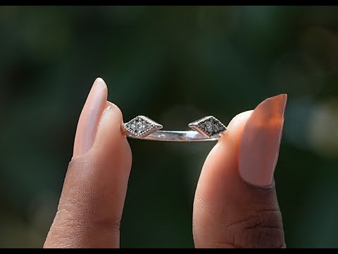 [YouTube Video Of Round Moissanite Open Cuff Milgrain Wedding Band]-[Golden Bird Jewels]