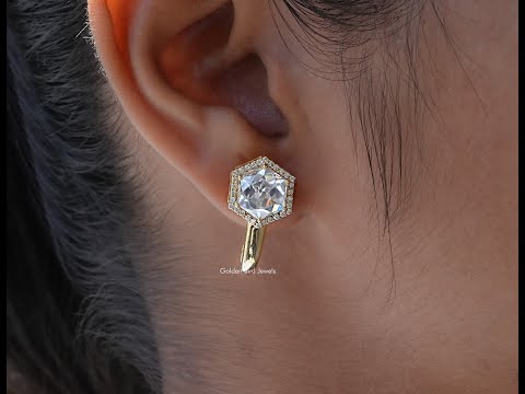 [YouTube Video Of Hexagon Cut Halo Earrings]-[Golden Bird Jewels]