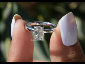 [YouTube Video Of Off-White Old Mine Cushion Cut Moissanite Solitaire Ring]-[Golden Bird Jewels]