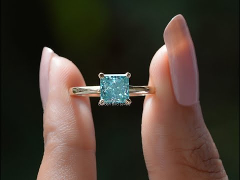 [YouTube Video Of Princess Cut Moissanite Solitaire Ring]-[Golden Bird Jewels]