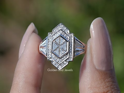 Custom Triangle Cut Cluster Diamond Engagement Ring