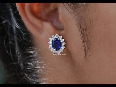 [YouTube Video Of Oval Diamond Halo Stud Earrings]-[Golden Bird Jewels]