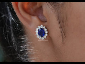 [YouTube Video Of Oval Diamond Halo Stud Earrings]-[Golden Bird Jewels]