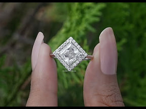 [YouTube Video Of Princess Shaped Halo Engagement Ring]-[Golden Bird Jewels]