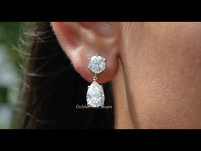 [YouTube Video Of Round & Pear Moissanite Dangle Drop Earrings]