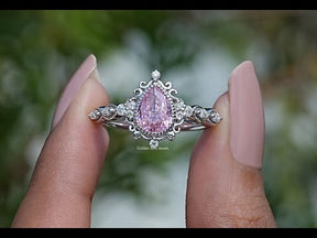 [YouTube Video Of Pink Tourmaline Pear Cut Gemstone Ring]-[Golden Bird Jewels]