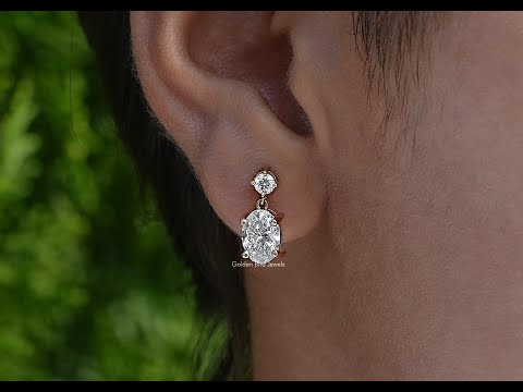 Round And Oval Cut Lab Diamond Drop Earrings