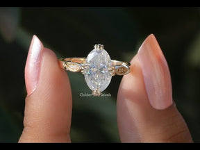 [YouTube Video Of Moval Cut Moissanite Engagement Ring]-[Golden Bird Jewels]