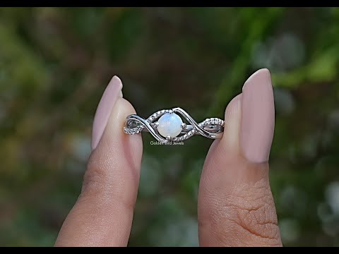 [YouTube Video Of Opal Round Cut Accent Stone Ring]-[Golden Bird Jewels]